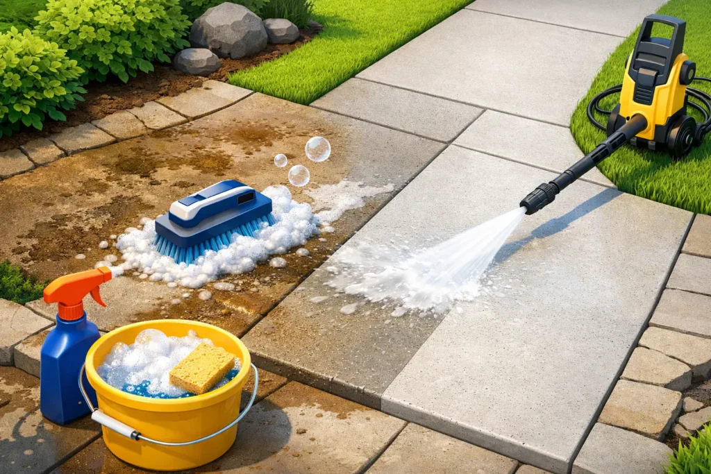 How to Clean Concrete Walkway Stains Safely
