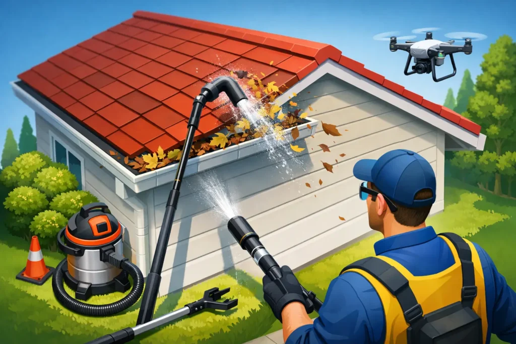 How to Clean Gutters Without a Ladder Safely