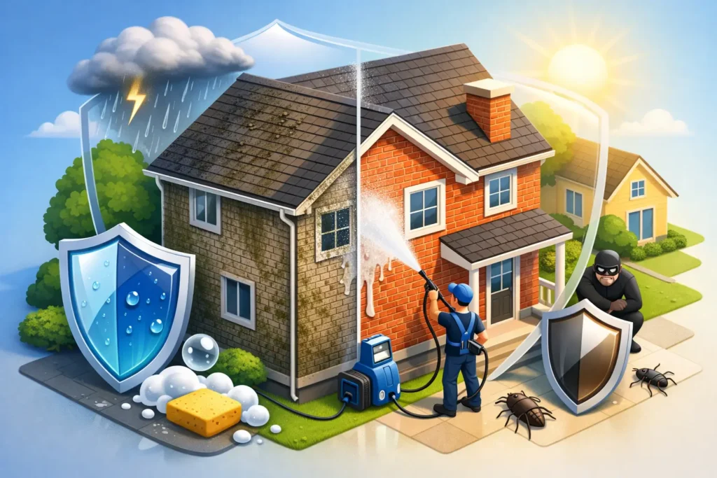 What a Brick House Washing Service Protects