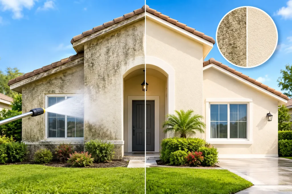 Stucco House Washing Before After Results