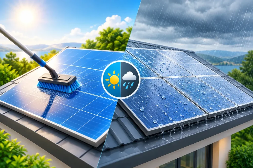 Solar Cleaning Versus Rainfall: Which Works?